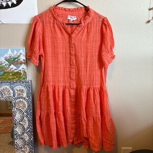 Apiece Apart Orange Gauze Mini Dress